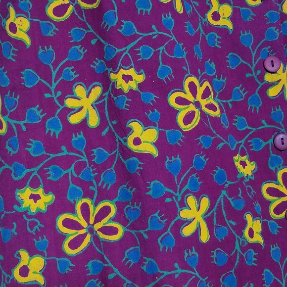 Vtg J. Peterman Company Hand Painted Floral Shift Dress - Picture 8 of 16